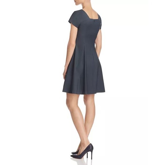 Theory Elex Fit & Flare Wool Dress Charcoal Gray 00 Mini Feminine Silhouette - Picture 2 of 8